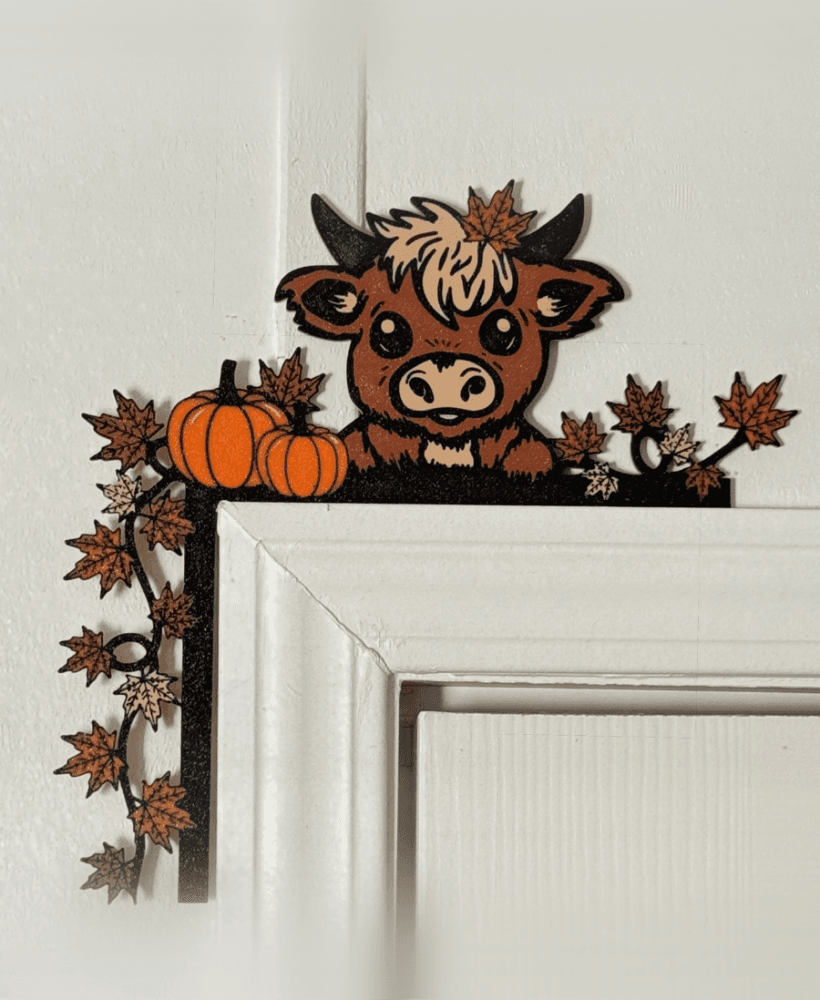 Door Corner Fall Decor Highland Cow Autumn Decor Thanksgiving Highland Cow Decor 3d model