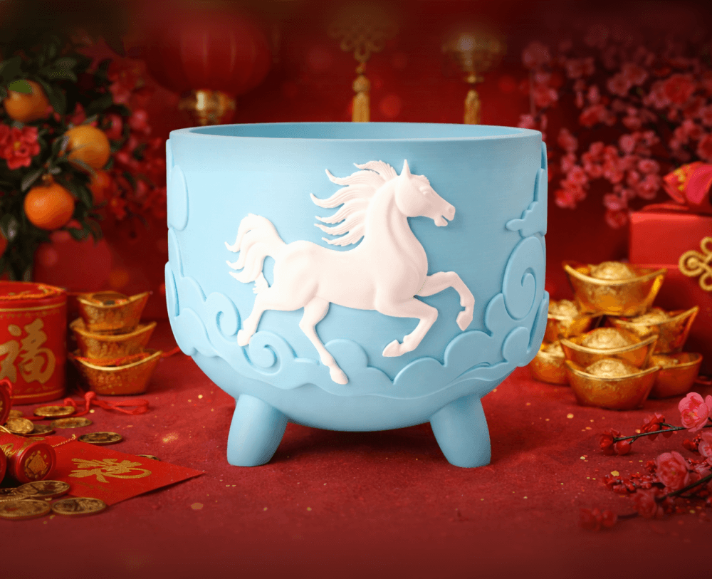 Horse Relief Pot - Lunar New Year Inspired Decor 3d model