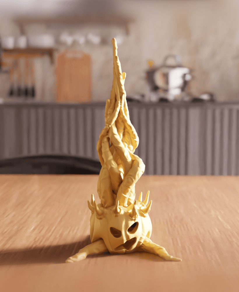 Spooky Exploding Flame Pumpkin Halloween Figurine 3d model