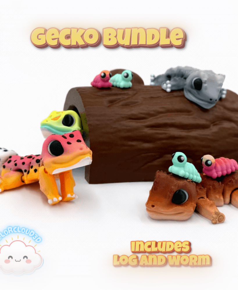 Bundle of Geckos (3) + Habitat Decor 3d model