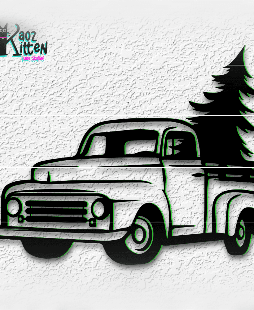 little xmas truck wall art holiday decor 3d model
