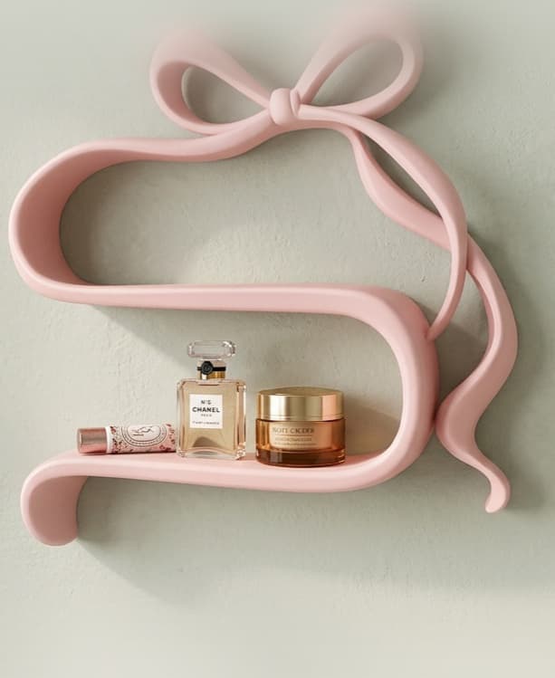Ribbon Bow Wall Shelf STL ,Coquette Floating Shelf ,Cute Pink Display Shelf , Kawaii Bow Shelf 3d model