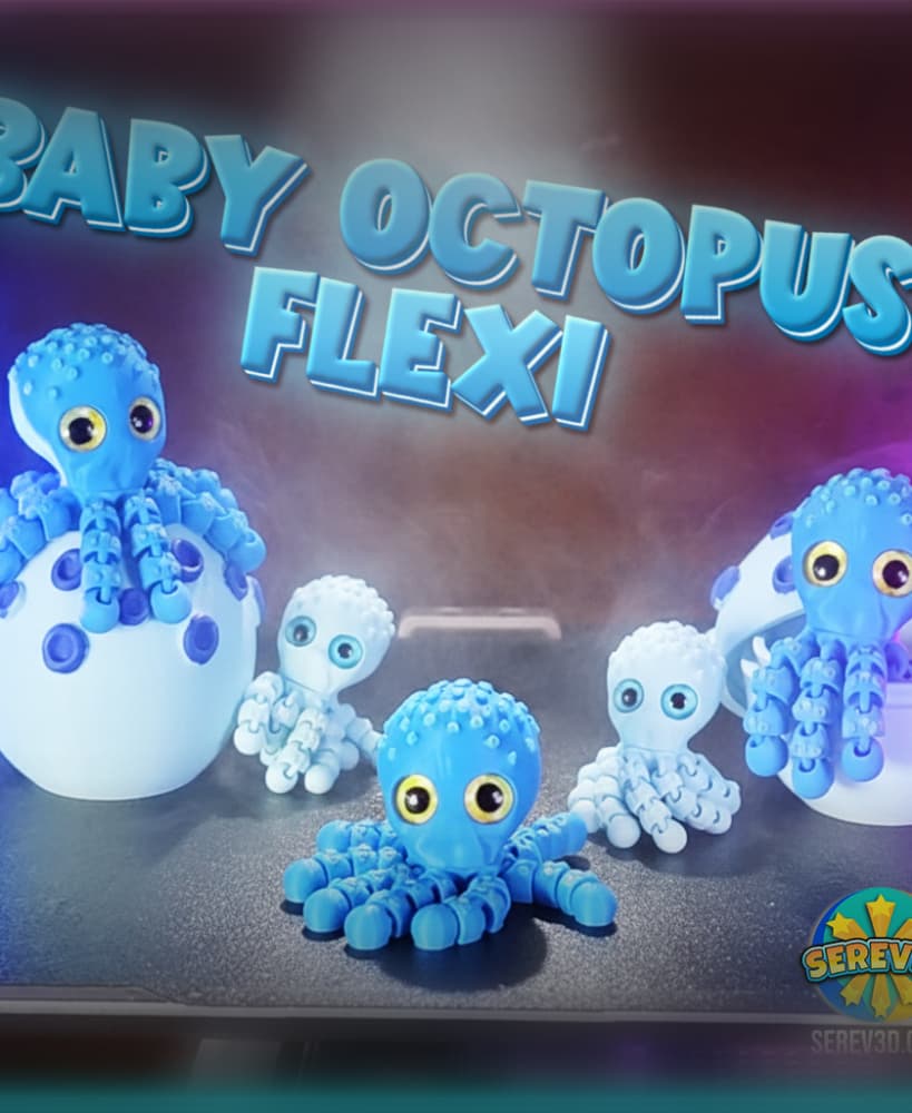 Baby Octopus Flexi - Cute Articulated Mini Fidget, Keychain & Egg Capsule 3d model