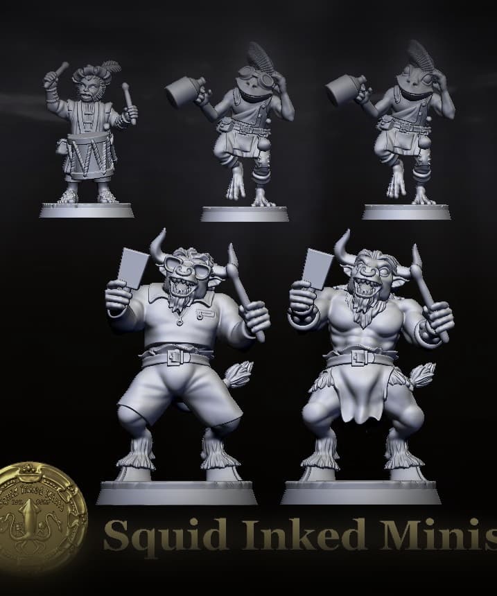 Bard Party Halfling Grung Minotaur 3d model