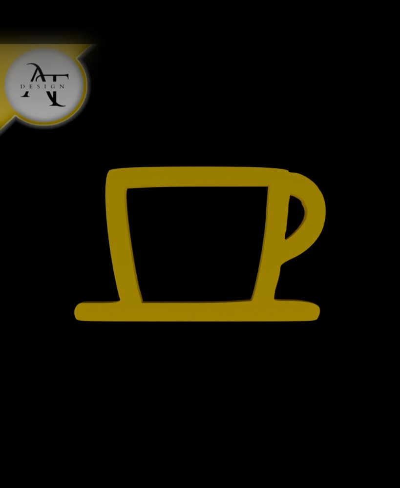 Simple Coffee Cup Symbol - 2D Art 3d model