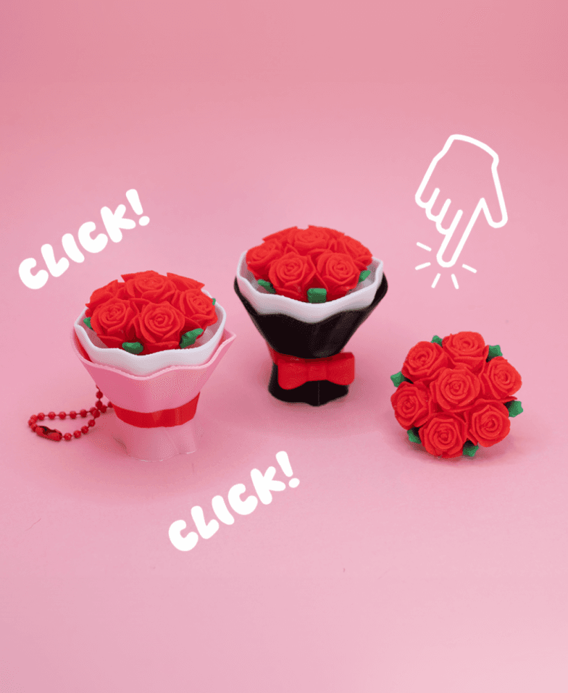 Valentines Flower Bouquet Fidget Clicker 3d model