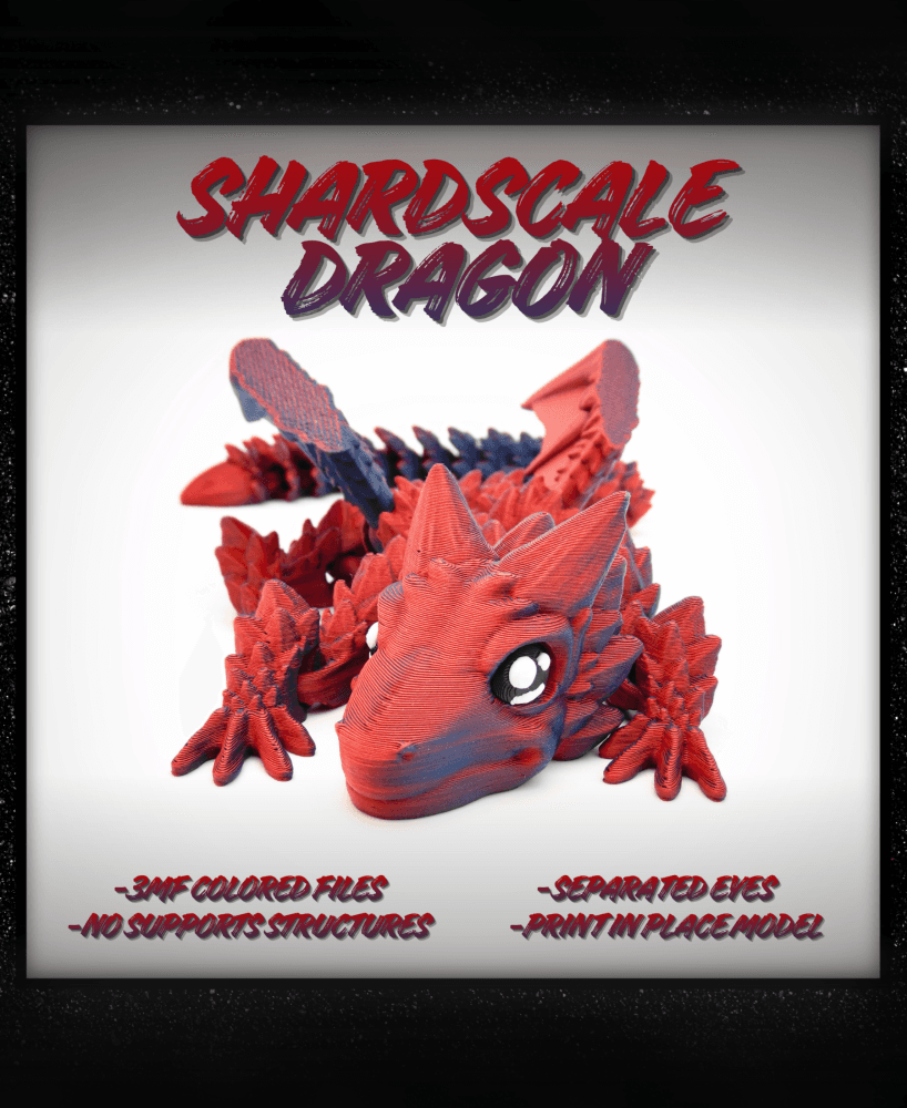 Shardscale Dragon - moveable Wings - Print in Place 3d model