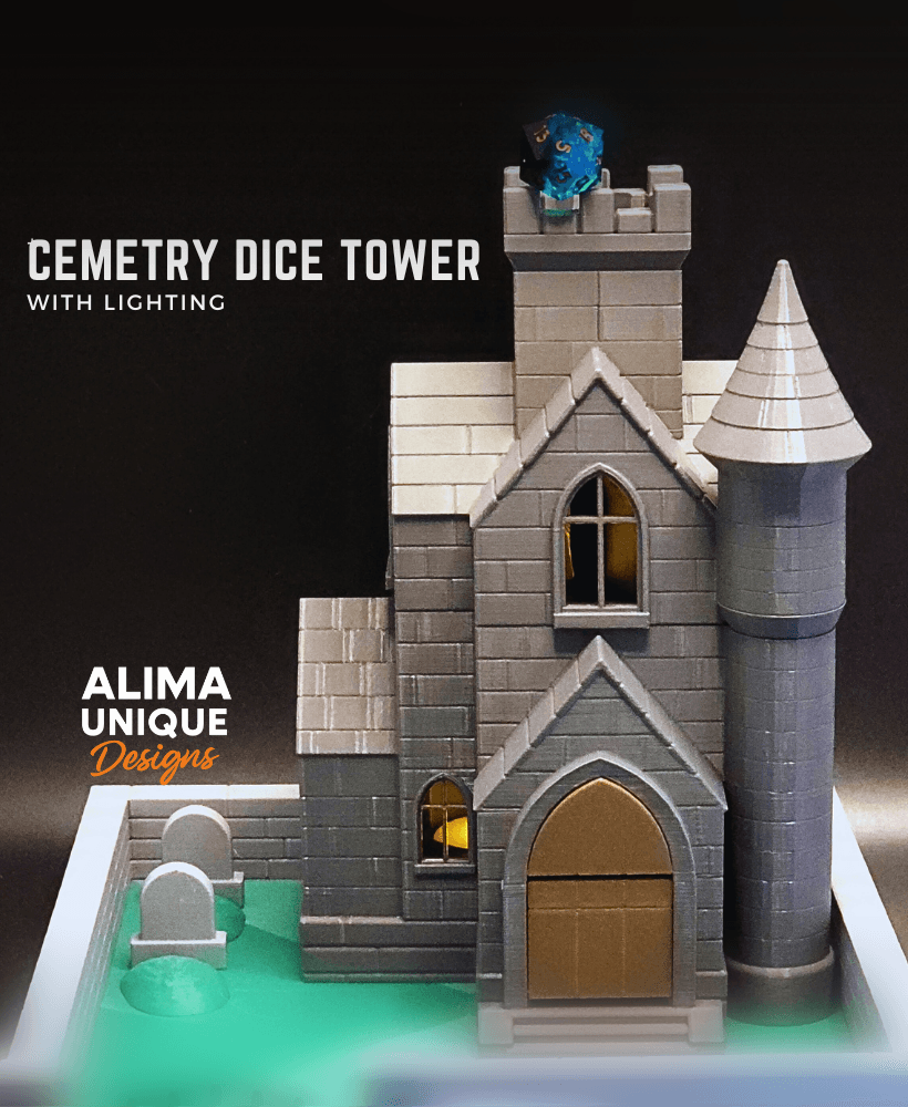 Cemetry Dice Tower with Lighting 3d model