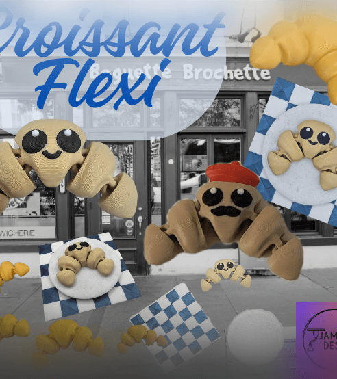 Happy and French Croissant Flexi 3d model