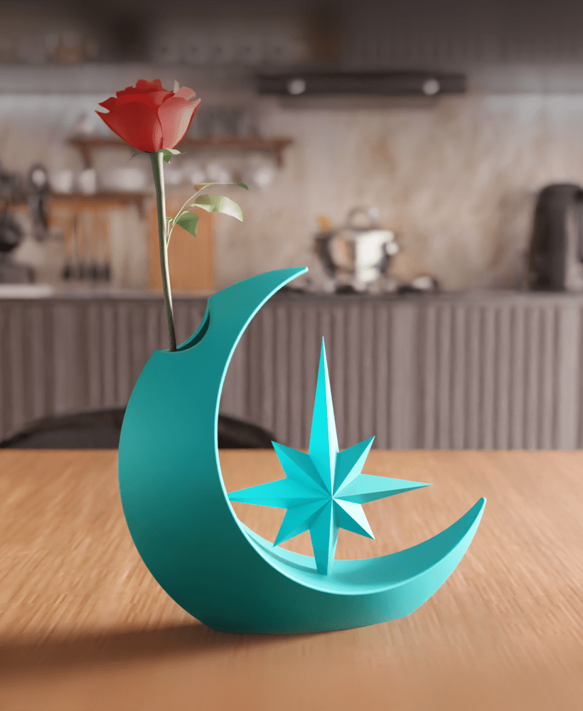 Crescent Moon and Star Celestial Vase 3d model