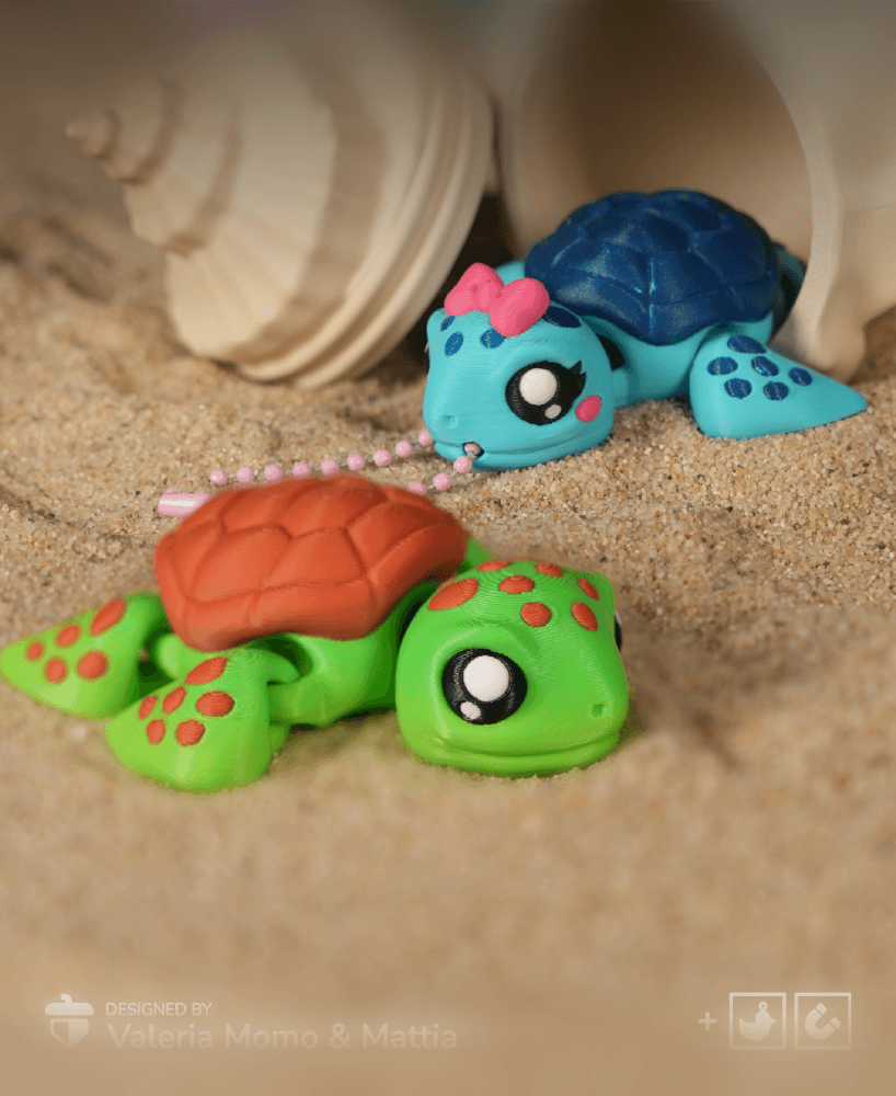 Cute Flexi Sea Turtle (Toy, Keychain, Magnet) 3d model