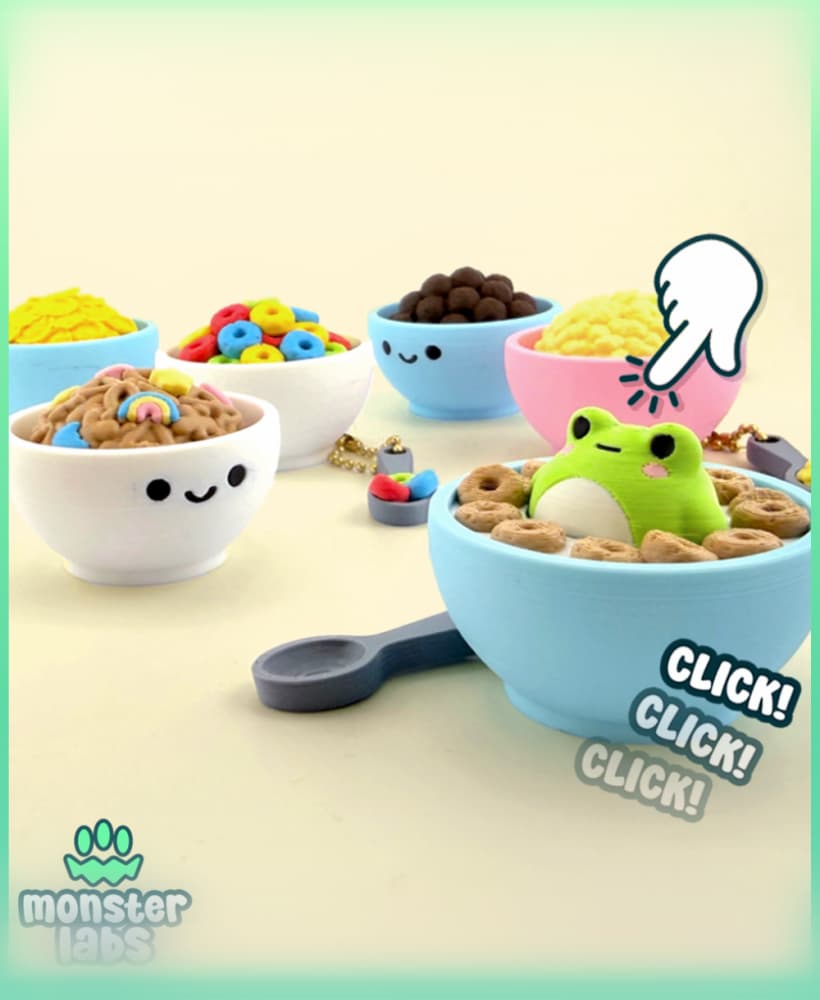 Cereal Bowl Fidget Clicker Keychain Bundle 3d model