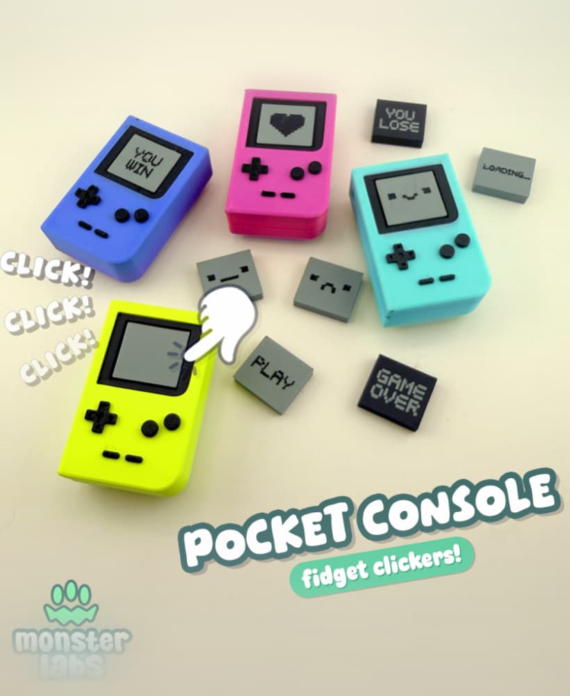 Retro Pocket Console Fidget Clicker Keychain 3d model