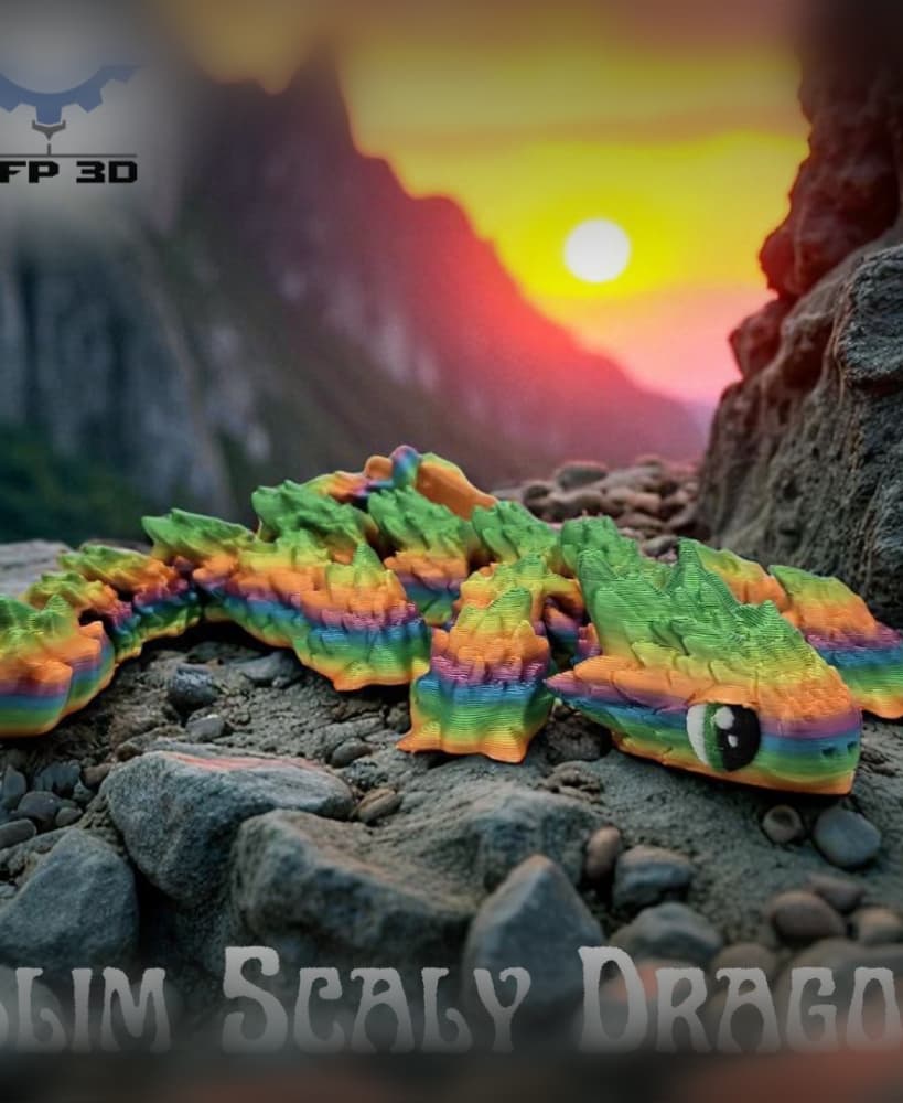 ARTICULATED SCALY DRAGON MFP3D -NO SUPPORT - PRINT IN PLACE - SENSORY TOY-FIDGET 3d model