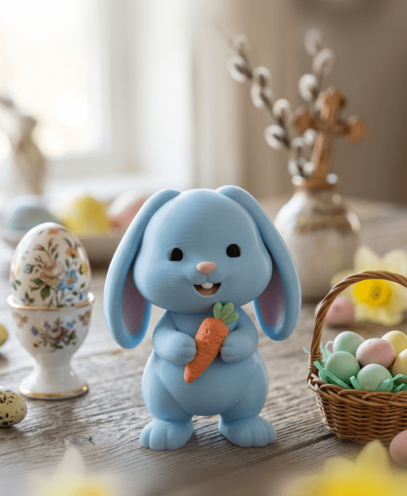 Chibi Easter Bunny with Carrot - Multi-Color 3d model