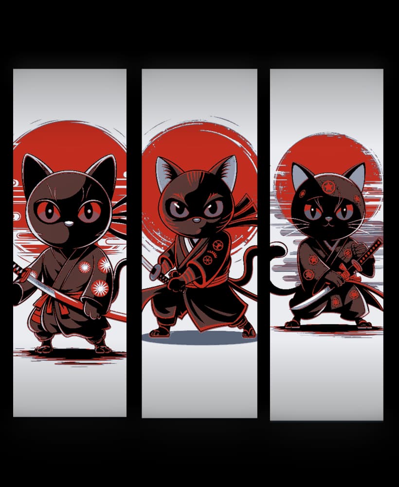 the masterful cat ninja poised to defend - Set of bookmarks 3d model