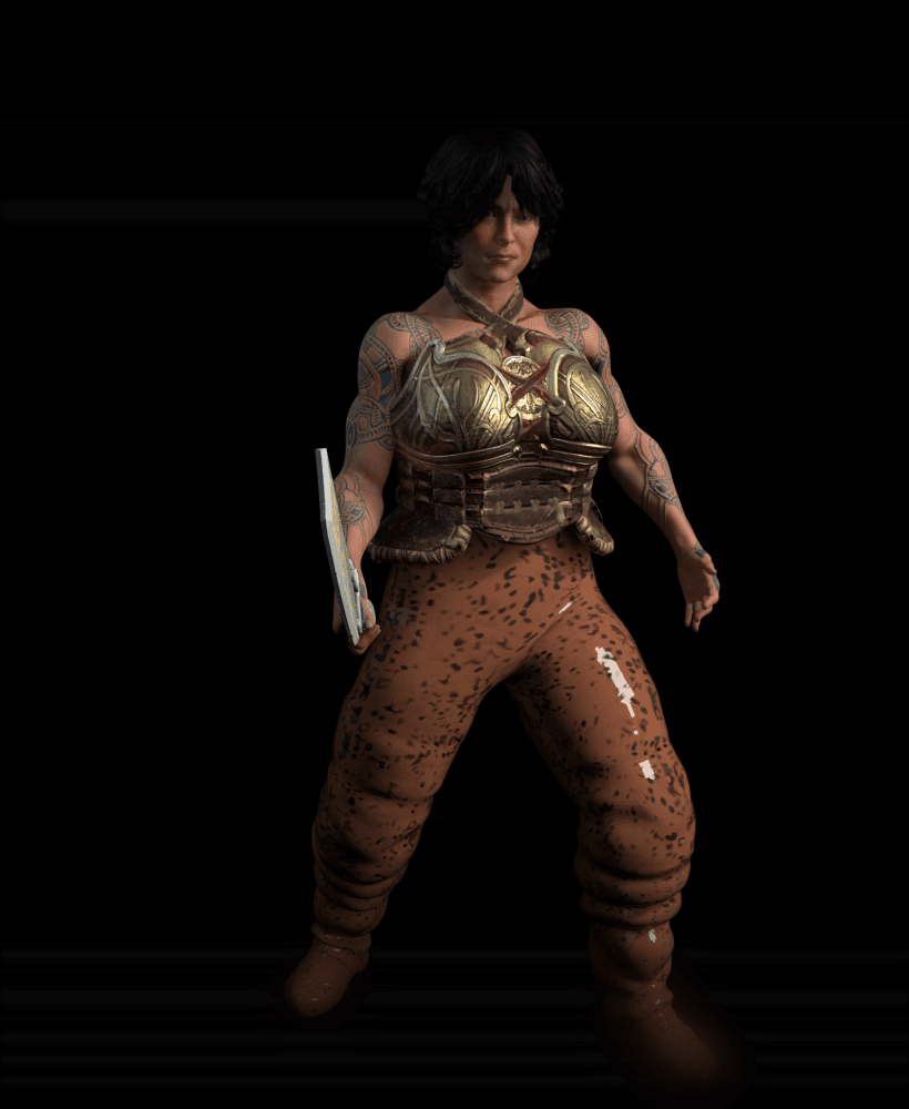 Muscular Warrior Female with a Short Sword v2.0 3d model