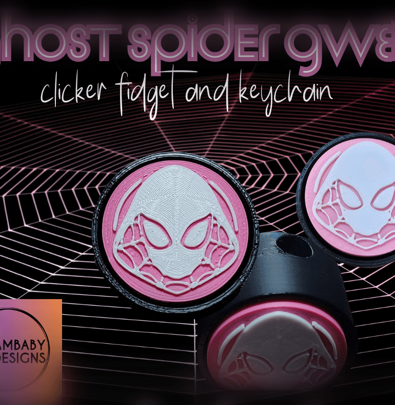 Ghost Spider Gwen Clicker Fidget and Keychain 3d model