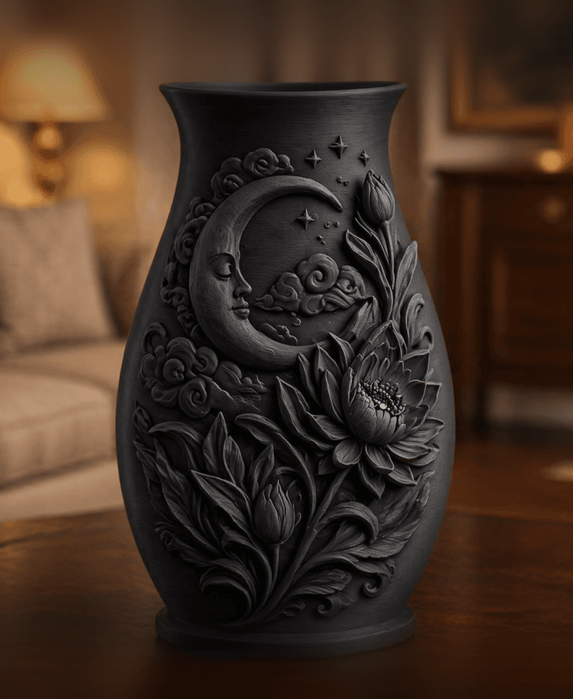 Black Moon Lotus Night Vase 3d model