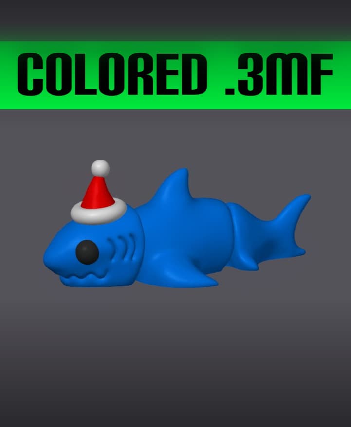 Christmas Baby Shark - Mini Monster #3 Colored .3MF 3d model