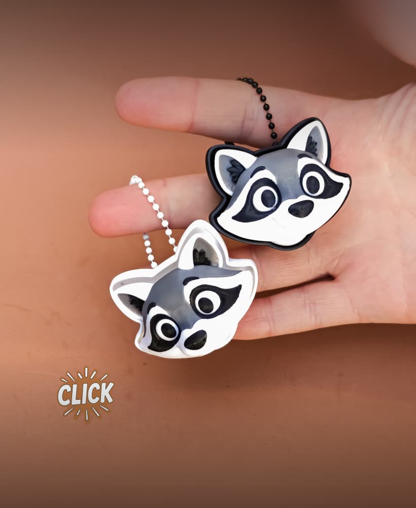 Raccoon Fidget Clicker Keychain, Clicky Desk Toy 3d model