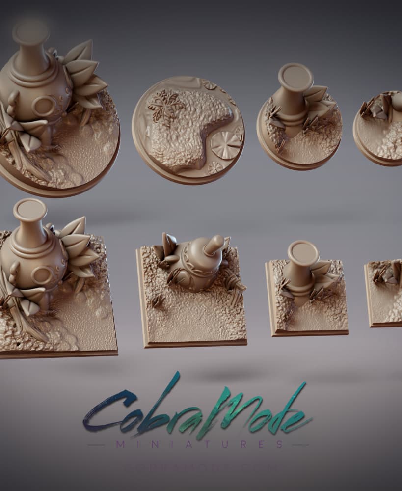 Pottery Gremlin Base Pack (8pcs) - Round and Square Versions 3d model
