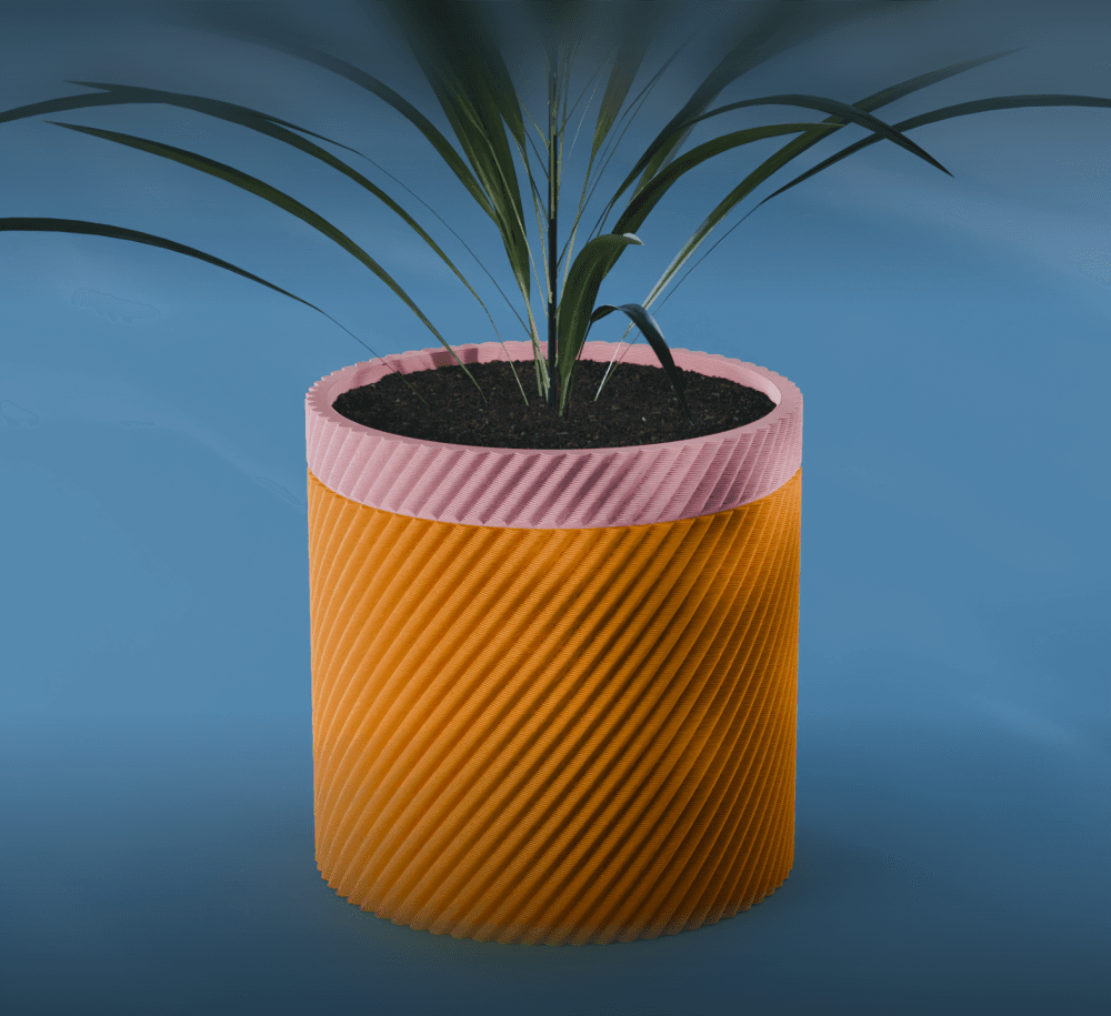 Mizu Planter Pot, Scalloped Diagonal | Small, Medium, Large | Self Watering and Drip Tray 3d model