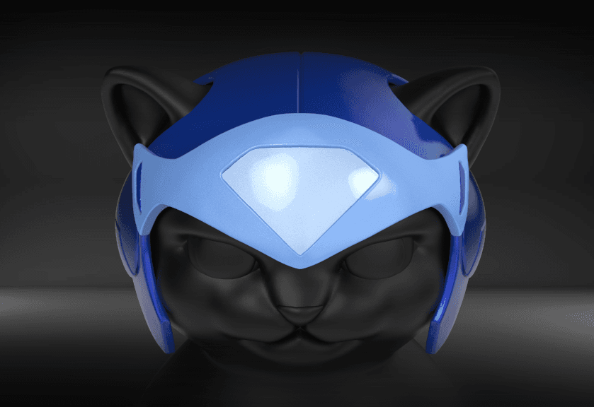 Cat Helmet Ninja Blue 3d model