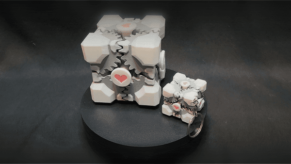 COMPANION CUBE GEAR FIDGET SPINNER / KEYCHAIN FIDGET 3d model