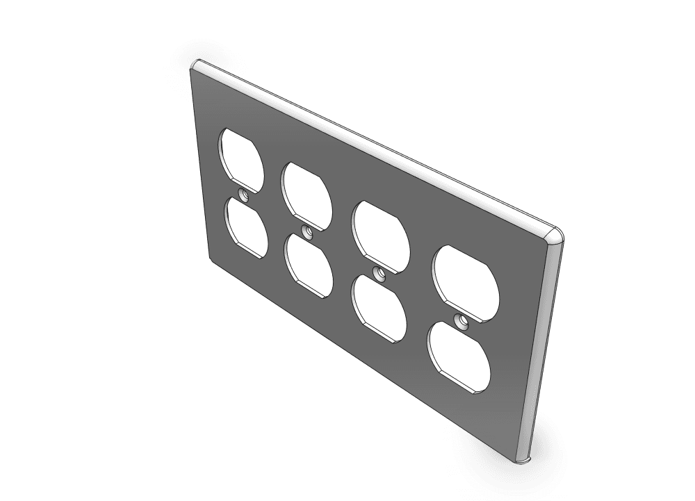 Four Gang Electrical Outlet Wall Plate (Original Replacement) 3d model