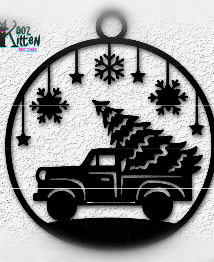 little xmas truck wall art christmas ornament 3d model