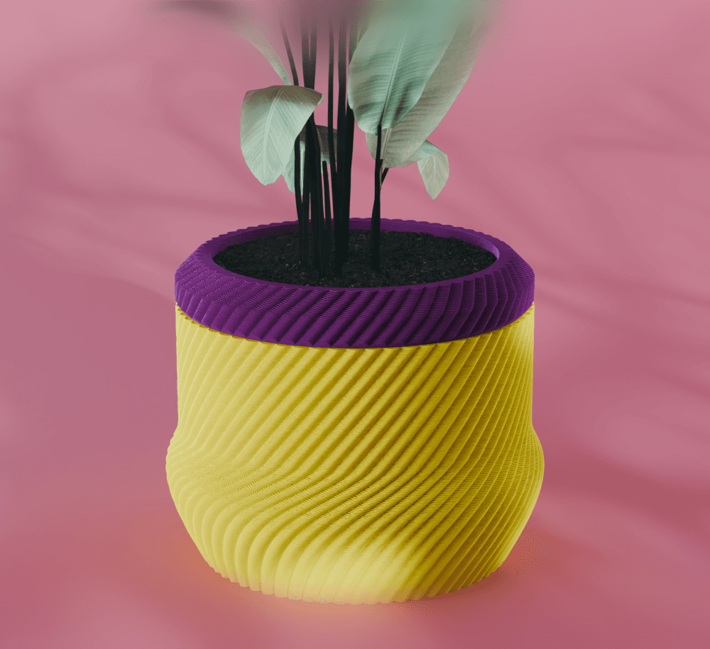 Yuki Planter Pot, Scalloped Diagonal | Small, Medium, Large | Self Watering and Drip Tray 3d model