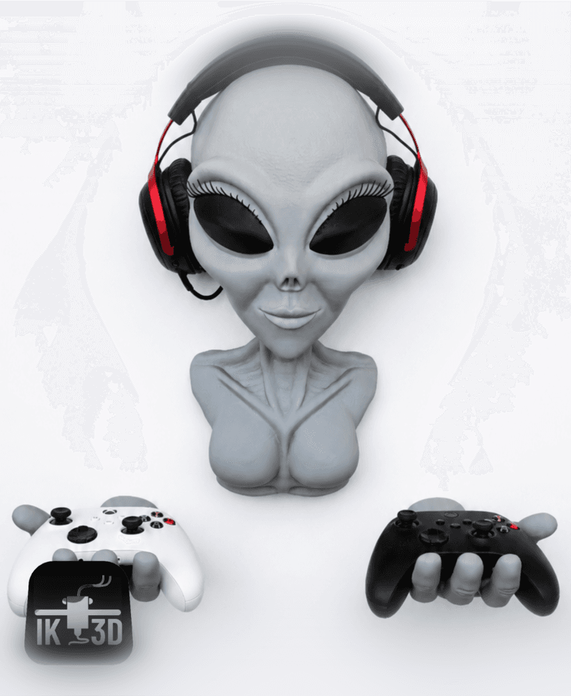 Female Alien Wall Mounted Headset Controller Holder / No Supports 3d model