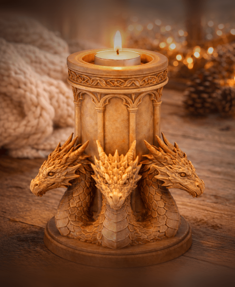 Hydra Dragon Temple Tealight Holder STL – Fantasy Candle Decor 3d model
