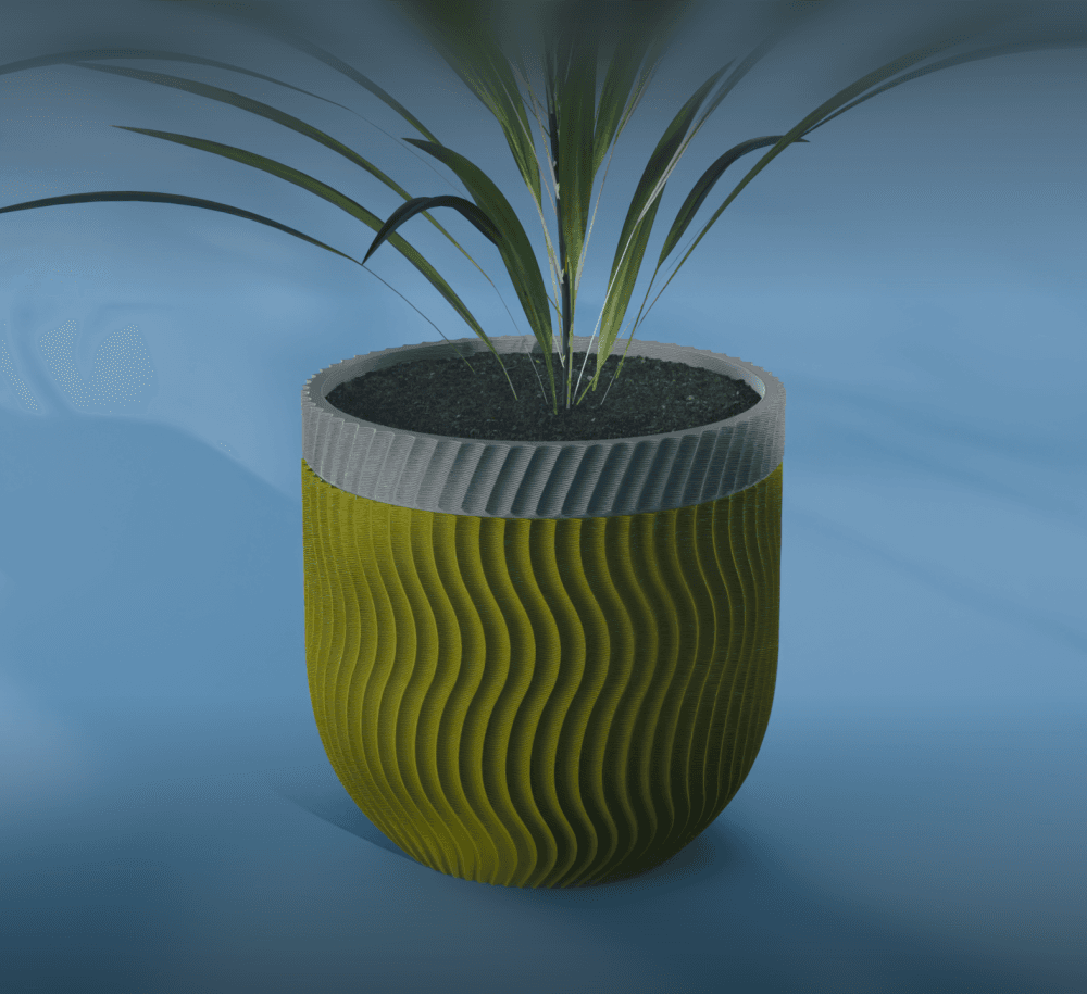 Kaze Planter Pot, Scalloped Reverse Sine | Small, Medium, Large | Self Watering and Drip Tray 3d model