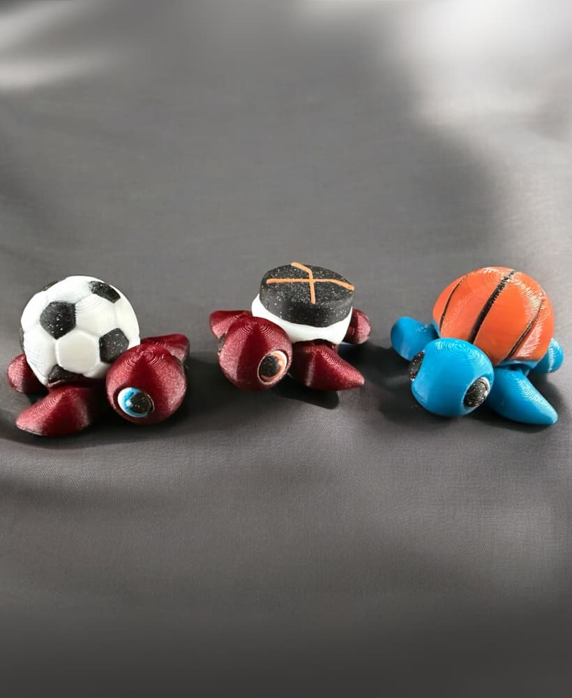 Sports Baby Turtles - Hockey - Soccer - Basketball - Articulated Flexi 3d model