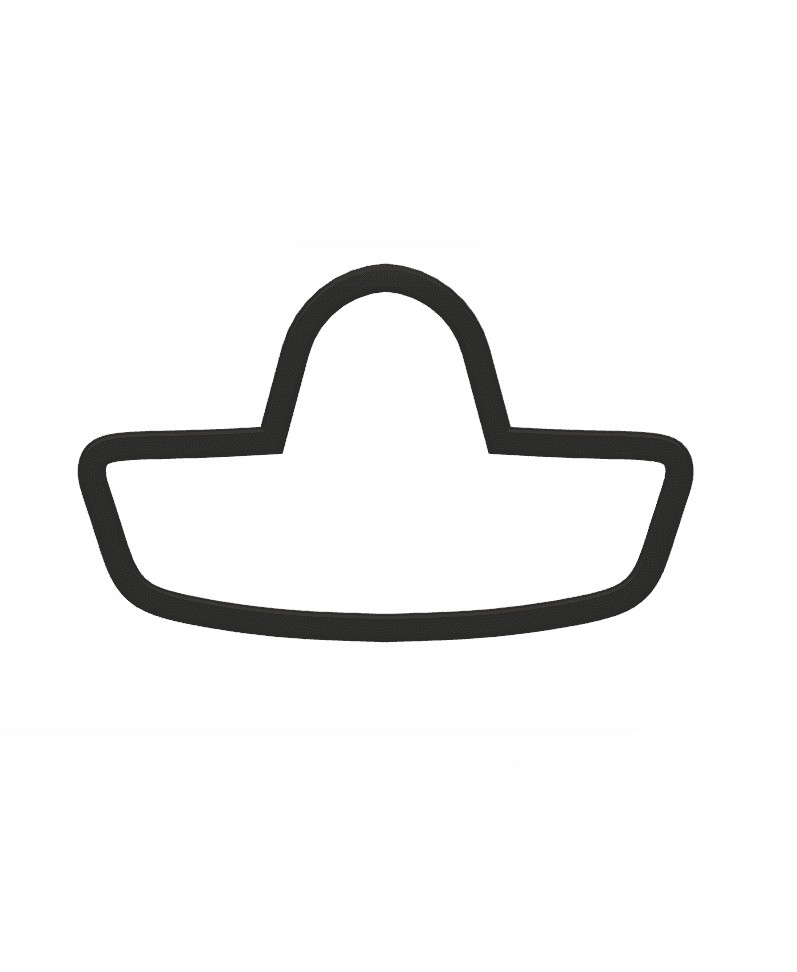 Sombrero Cookie Cutter STL File - 4 inches 3d model