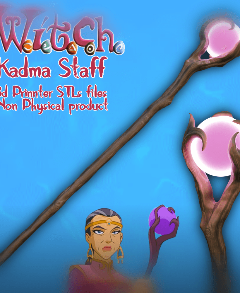 Fantasy Kadma Cosplay Wizard Magic Wood Staff W.i.t.c.h. Jetix Series 3d model