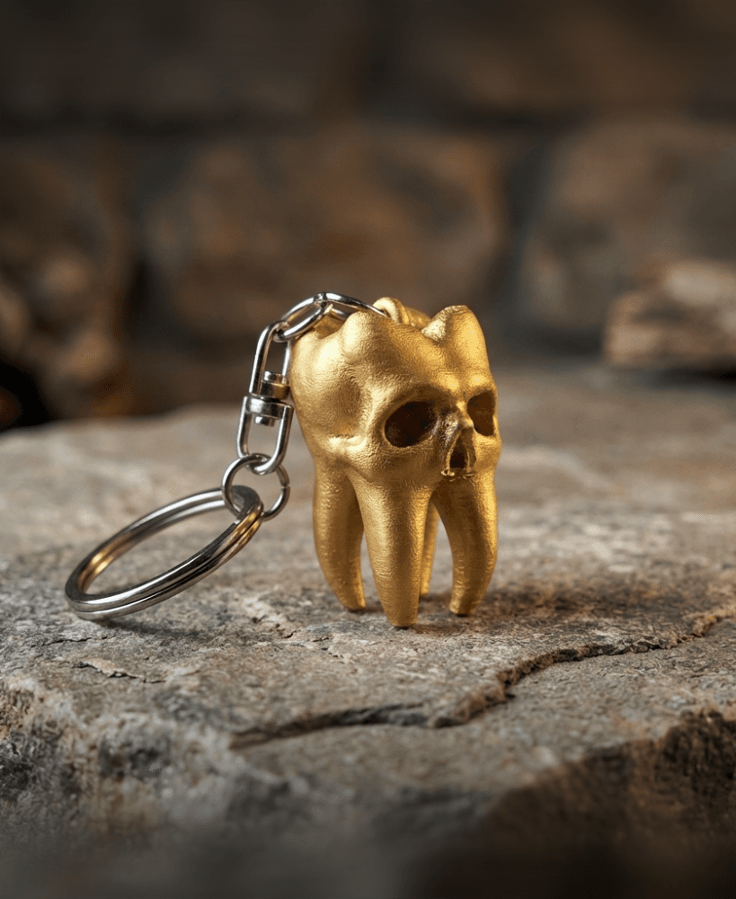 Tooth Skull Key Ring 3d model
