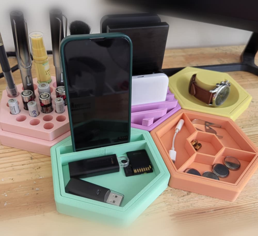 Interchangeable Hex Desk Organizers 3d model