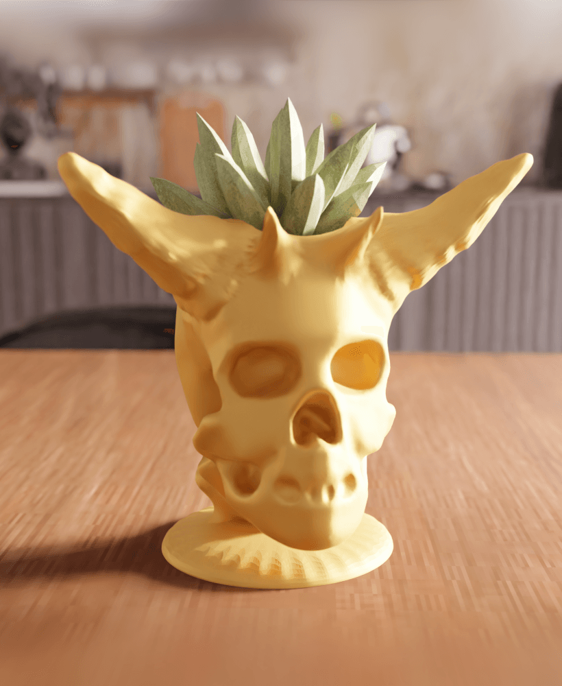 Gothic Horned Demon Skull Planter 3d model
