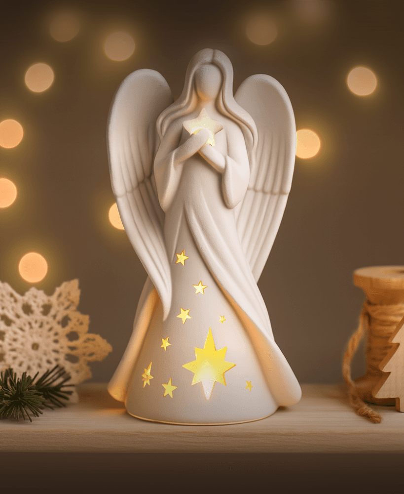 Angel Candle Holder | Christmas Guardian Angel Figurine | Lucky Charm Tea Light 3d model