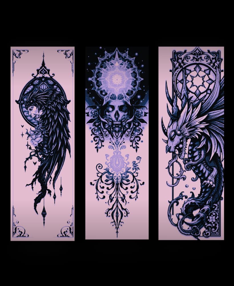 Fantasy Designs - Life and death intertwined - Set of Bookmarks 3d model