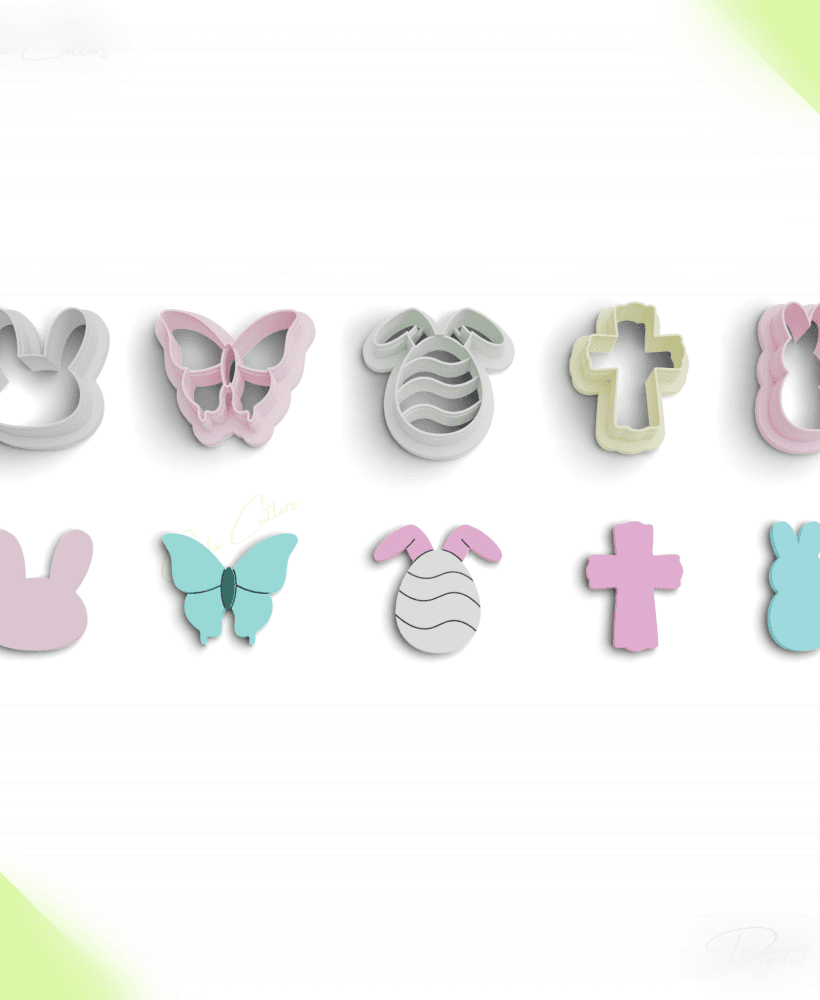 Easter Polymer Clay Cutter Package, 5 Models, 2 Cutter Version, 5 Sizes Included, Stl File, No: 1192 3d model