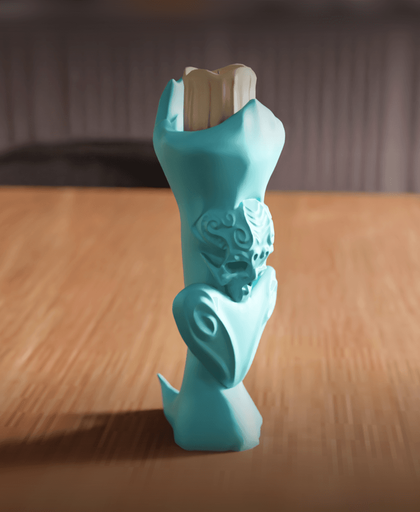 Gothic Skull and Heart Pillar Candle Holder 3d model