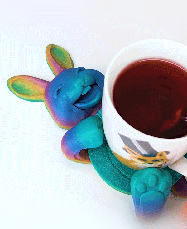 Easter Bunny Mug Hugger: Self-Adjusting Coaster 3d model