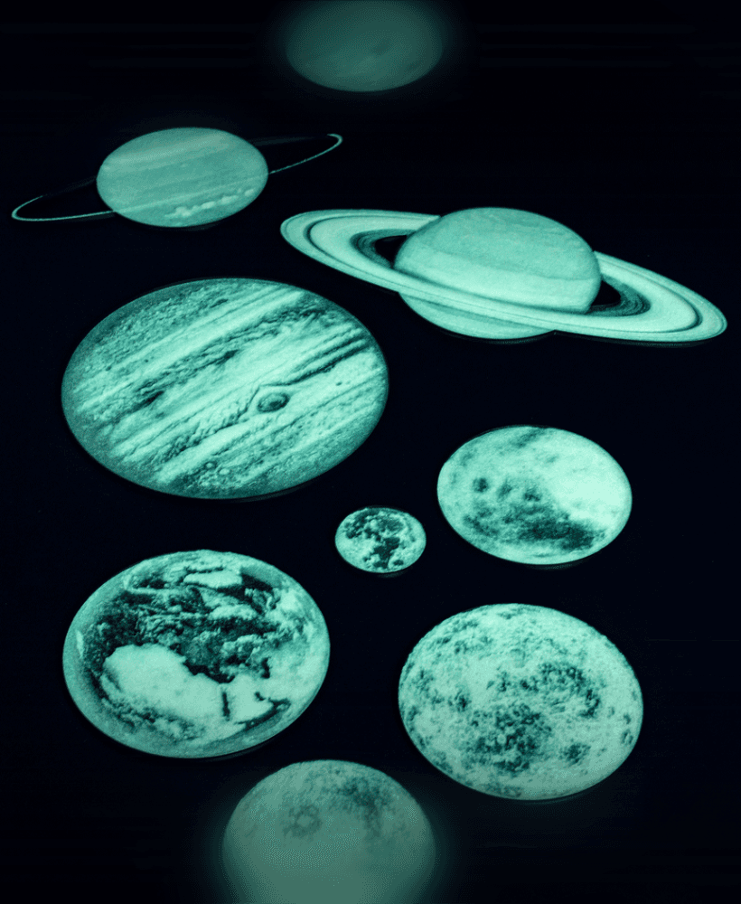 Glowing Solar System // 8 Planets + Moon Glow Filament Decals 3d model