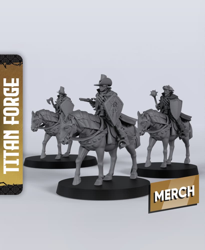 Mounted Inquisitor Hunters - With Free Dragon - 5e DnD Inspired for RPG and Wargamers 3d model