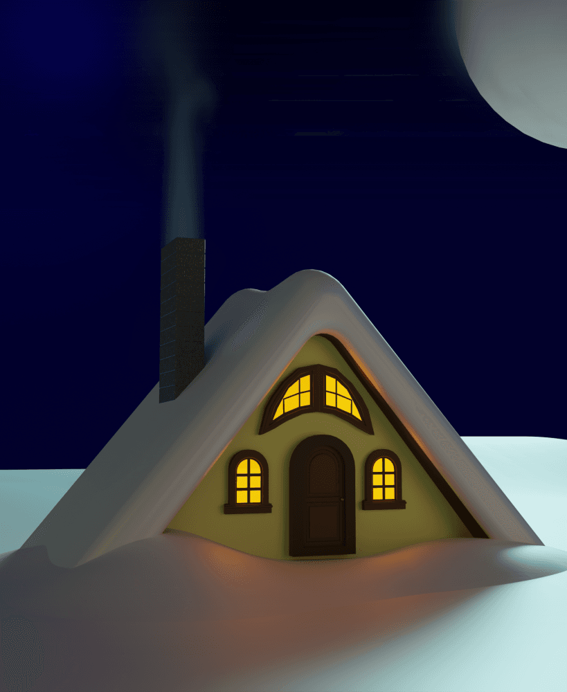 Christmas Village Cozy Cottage, Mulit Part Model 3d model