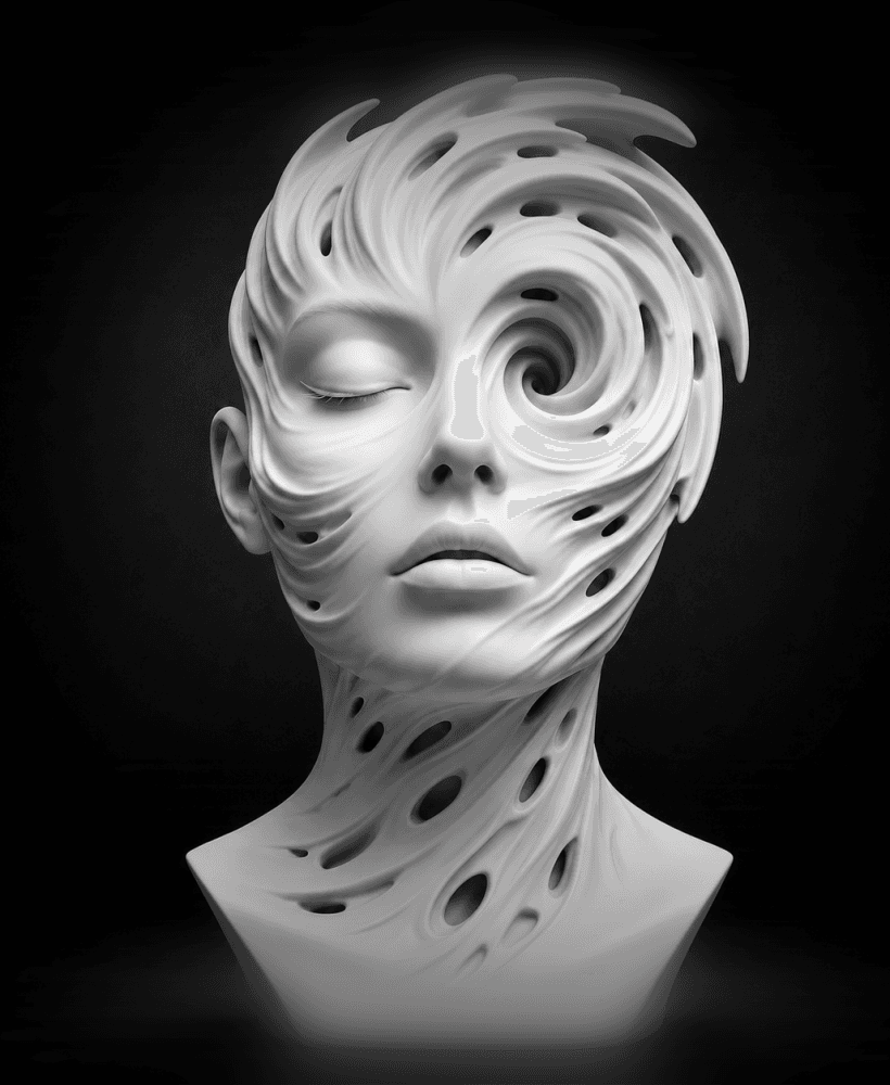 Vortex Face Bust STL | Abstract Parametric Sculpture | Modern Art 3D Print 3d model